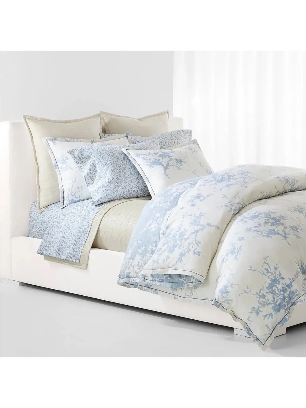Lauren Ralph Lauren Eva Botanical 3-Pc Full/Queen Comforter Set, Cream/Blue